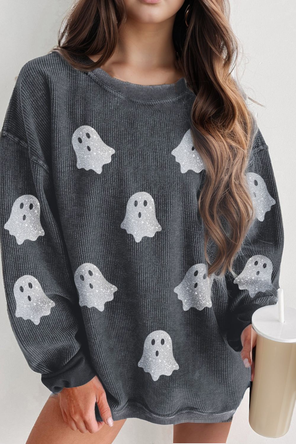 Glitter Ghost Corded Sweatshirt - 3 Color Options