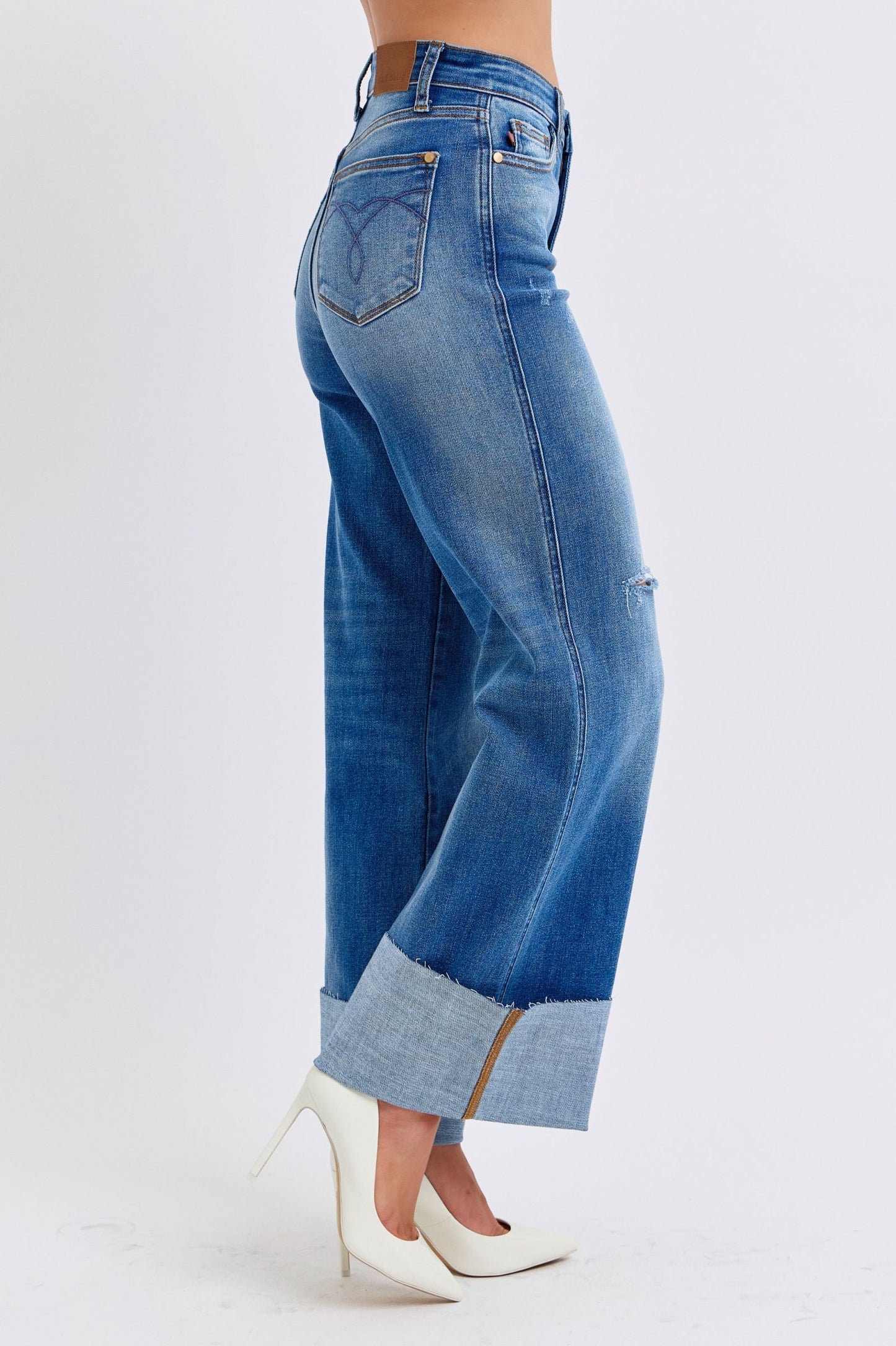 Judy Blue High Rise Retro Cuff Wide Leg Jeans