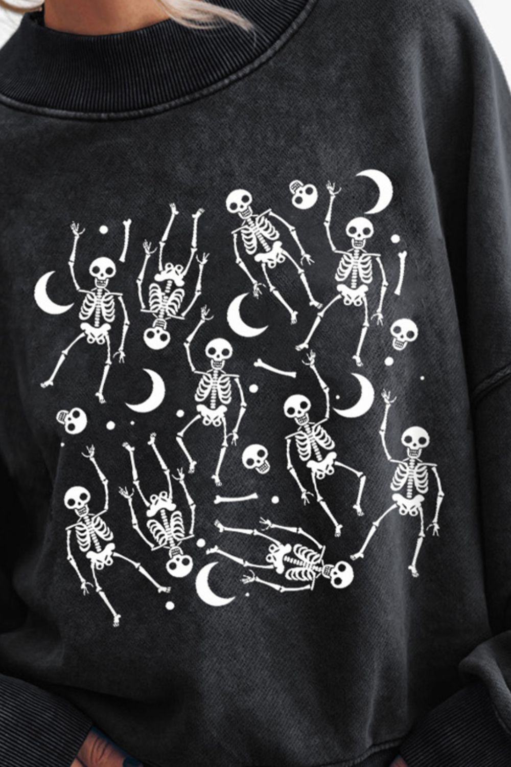 Skeletons in the Night Mineral Wash Graphic Sweatshirt