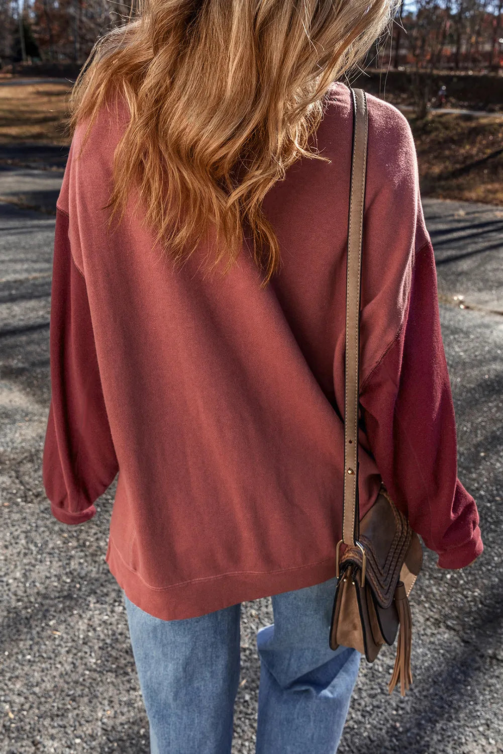 Contrast Sleeve Long Length Sweatshirt