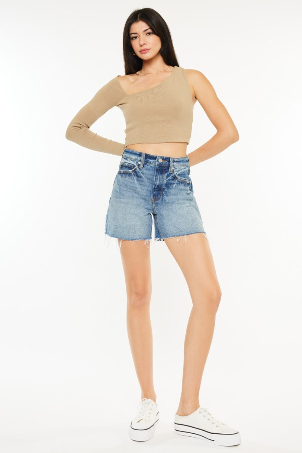 Kancan High Rise 90's Midi Denim Shorts