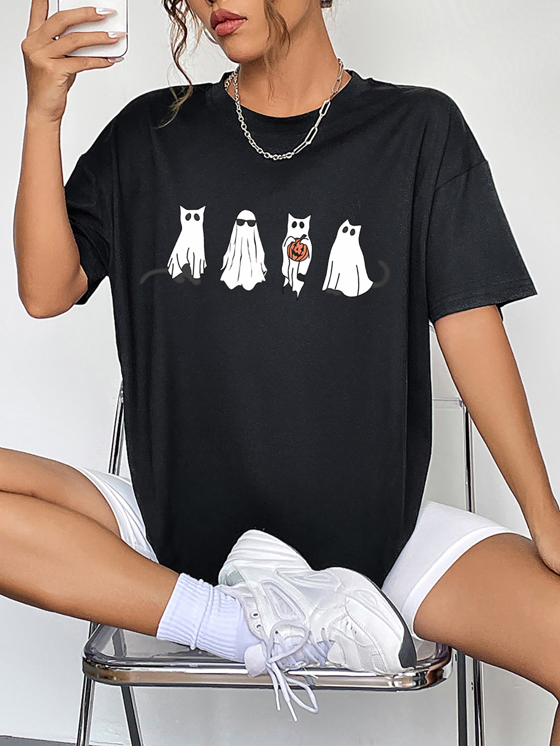 Cats and Ghost Graphic Tee