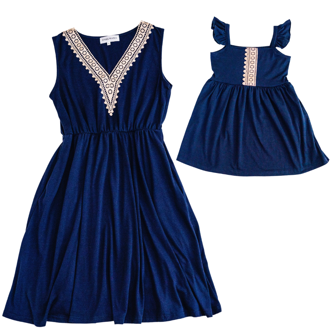 Navy Lace Mommy & Me Dress - Child