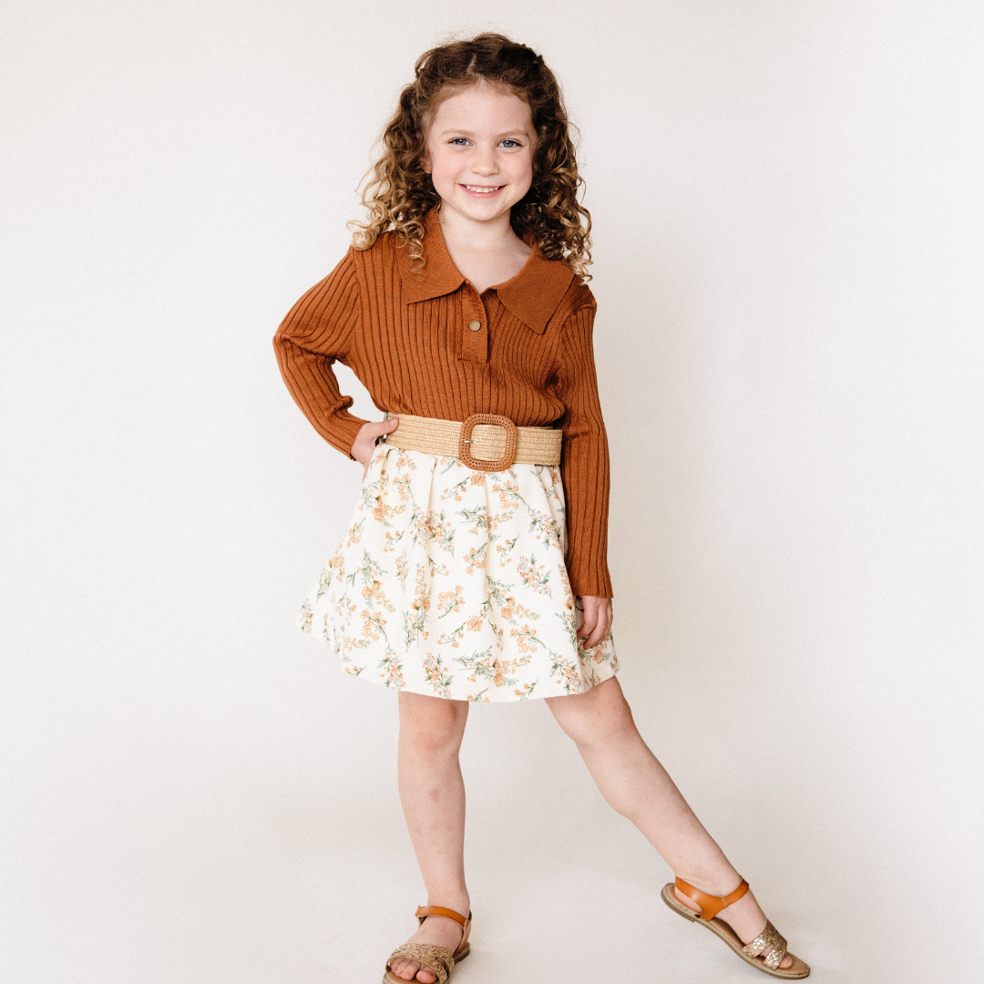 Light Cream Floral Skirt - Child