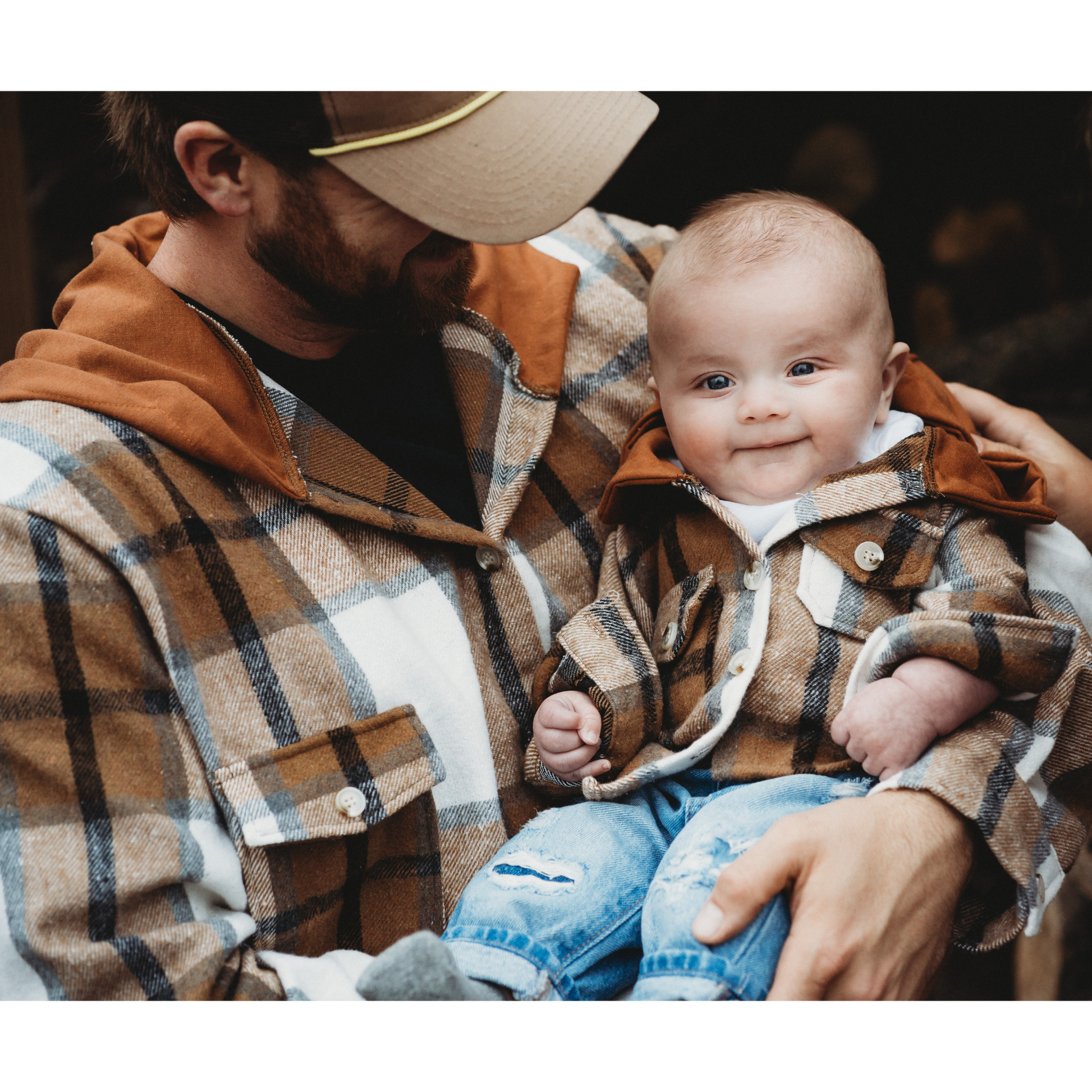 Hooded Brown & Gray Flannel Jacket Mother and Son- Women's