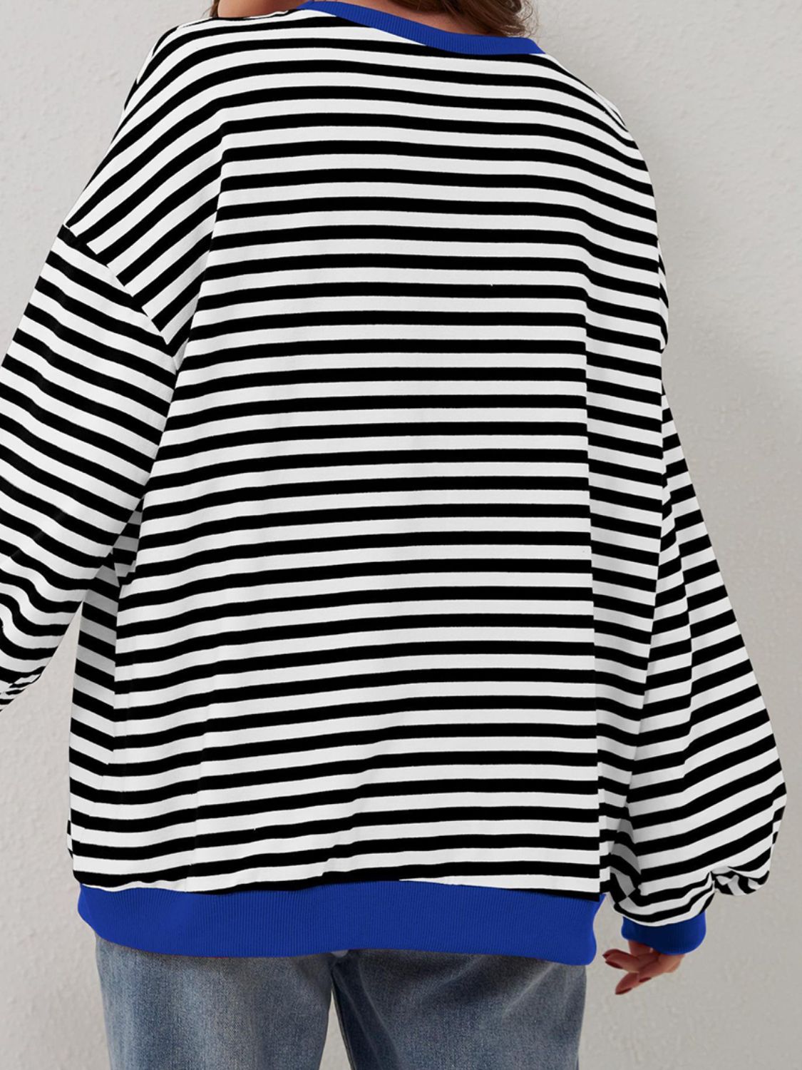 Contrast Striped Long Sleeve Oversized T-Shirt