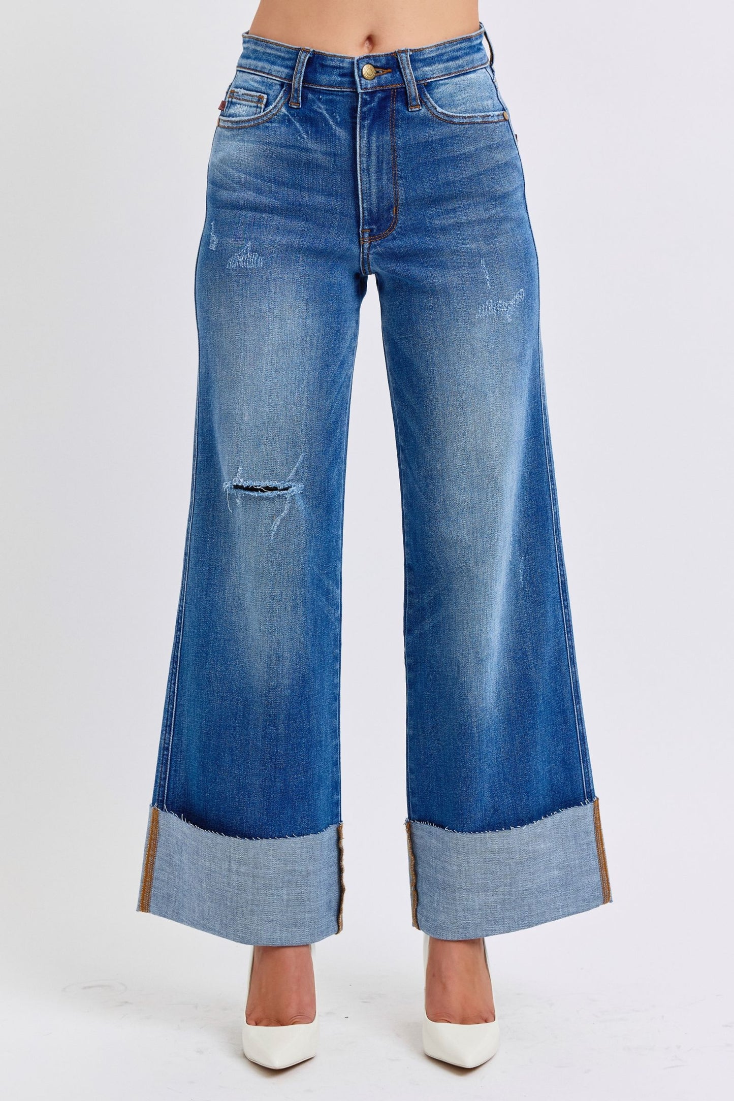 Judy Blue High Rise Retro Cuff Wide Leg Jeans