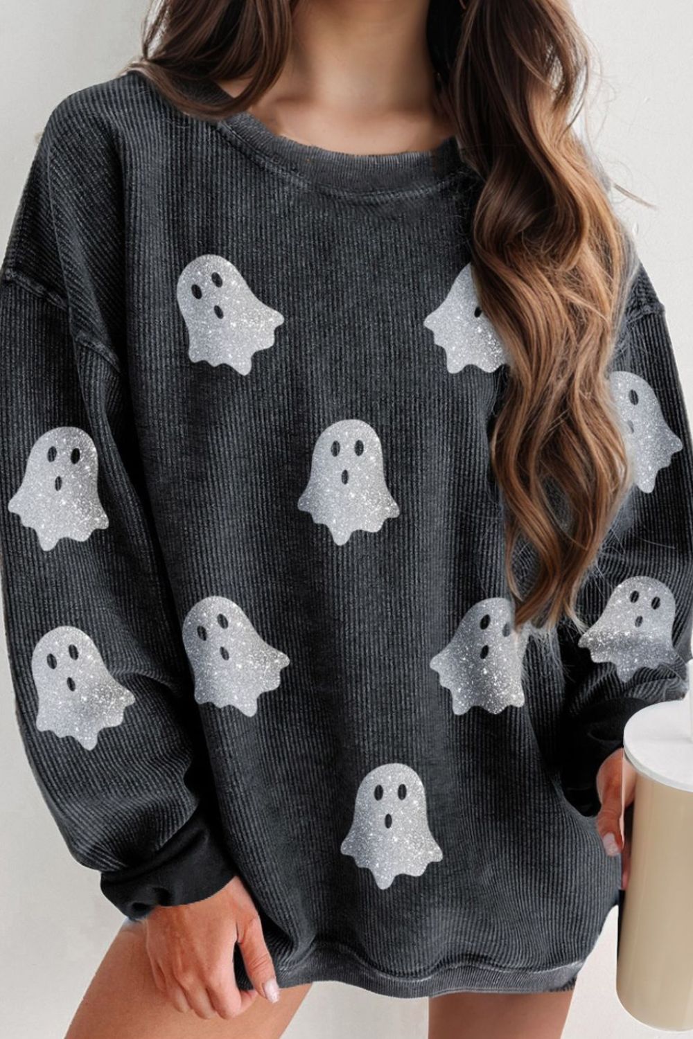 Glitter Ghost Corded Sweatshirt - 3 Color Options