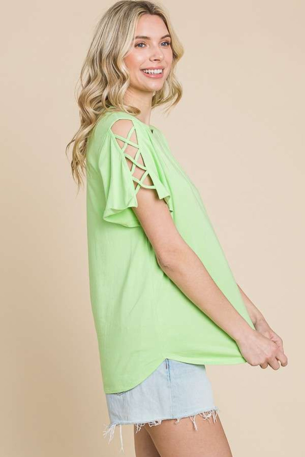 Crisscross Cutout Short Sleeve T-Shirt - 4 Color Options