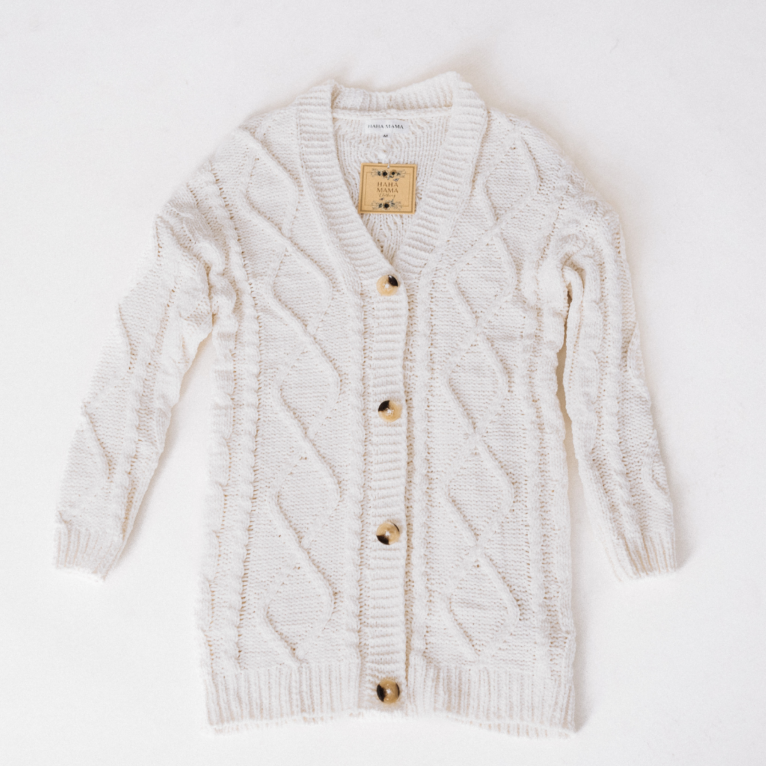 Ivory Cable Knit Cardigan- Women