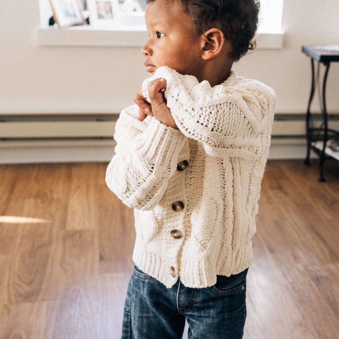 Ivory Cable Knit Cardigan- Child