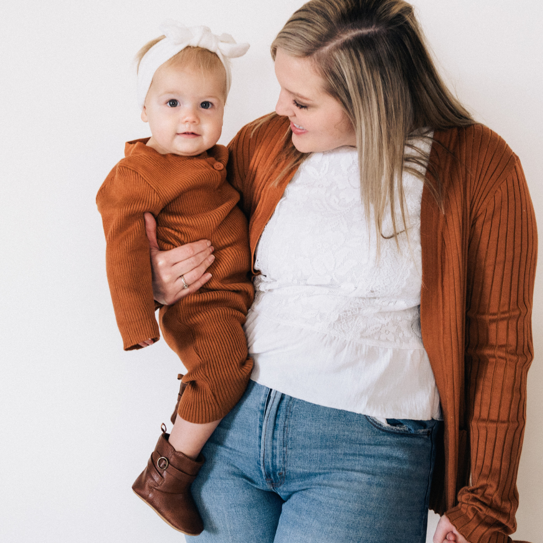 Camel Knit Long Sleeve Bodysuit - Infant