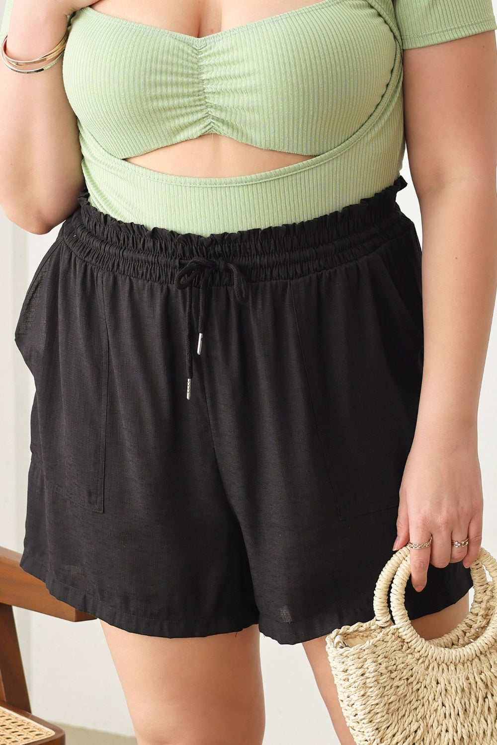 Drawstring Elastic Waist Shorts with Pockets