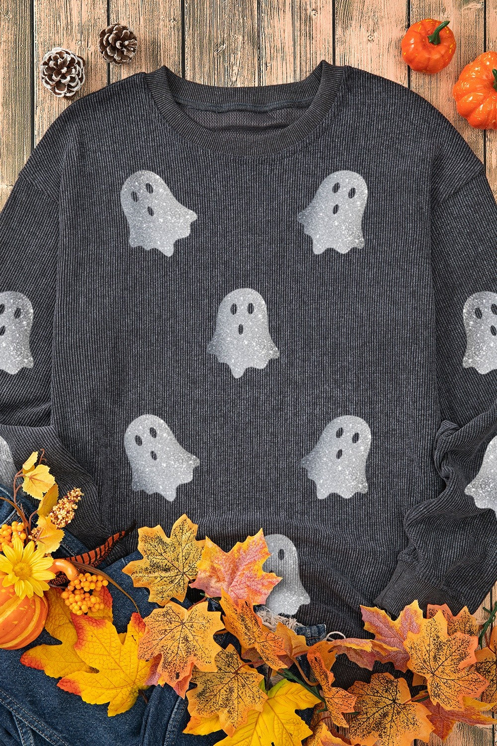 Glitter Ghost Corded Sweatshirt - 3 Color Options