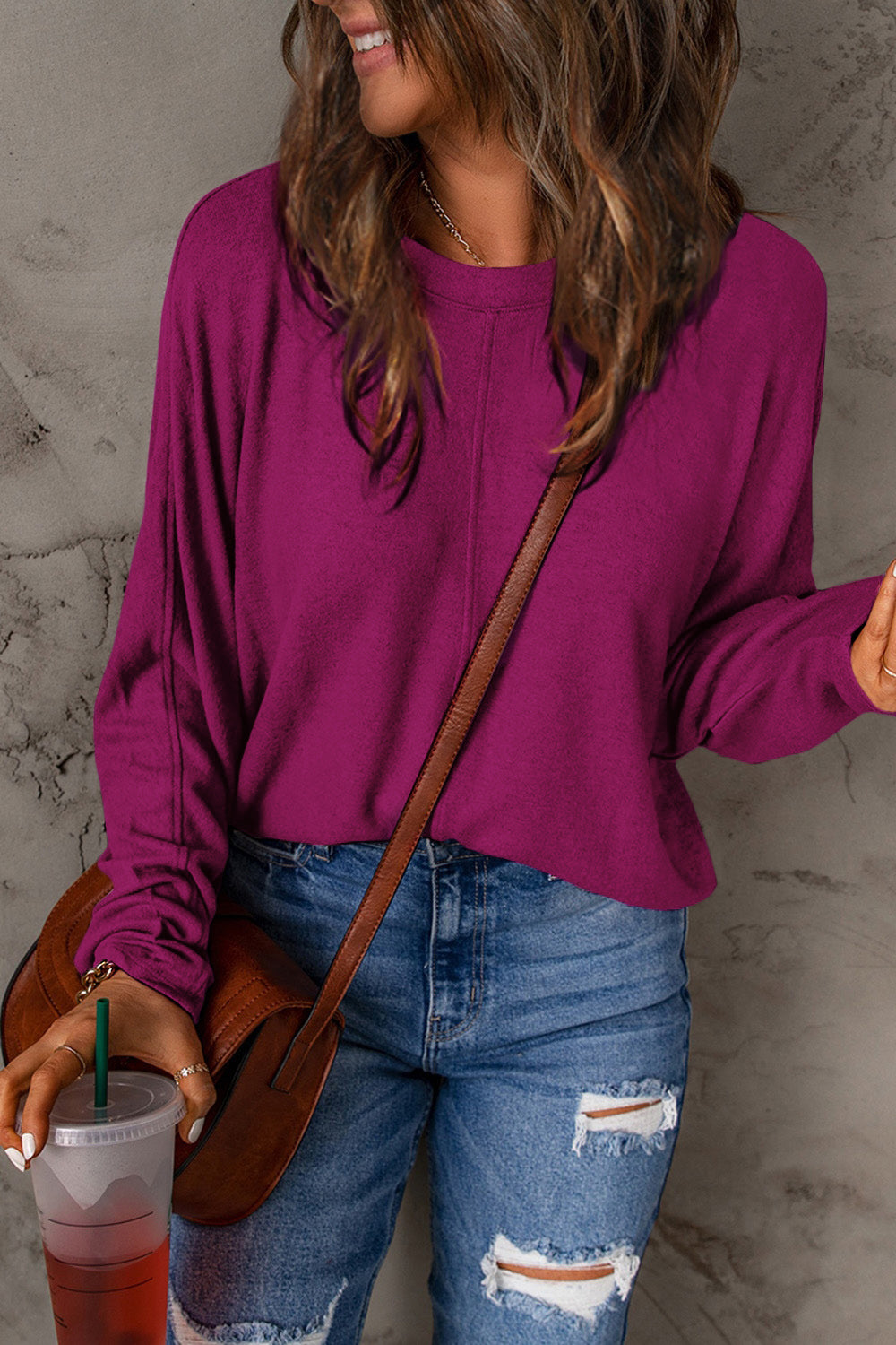 Seam Detail Relaxed Long Sleeve Top - 8 Color Options