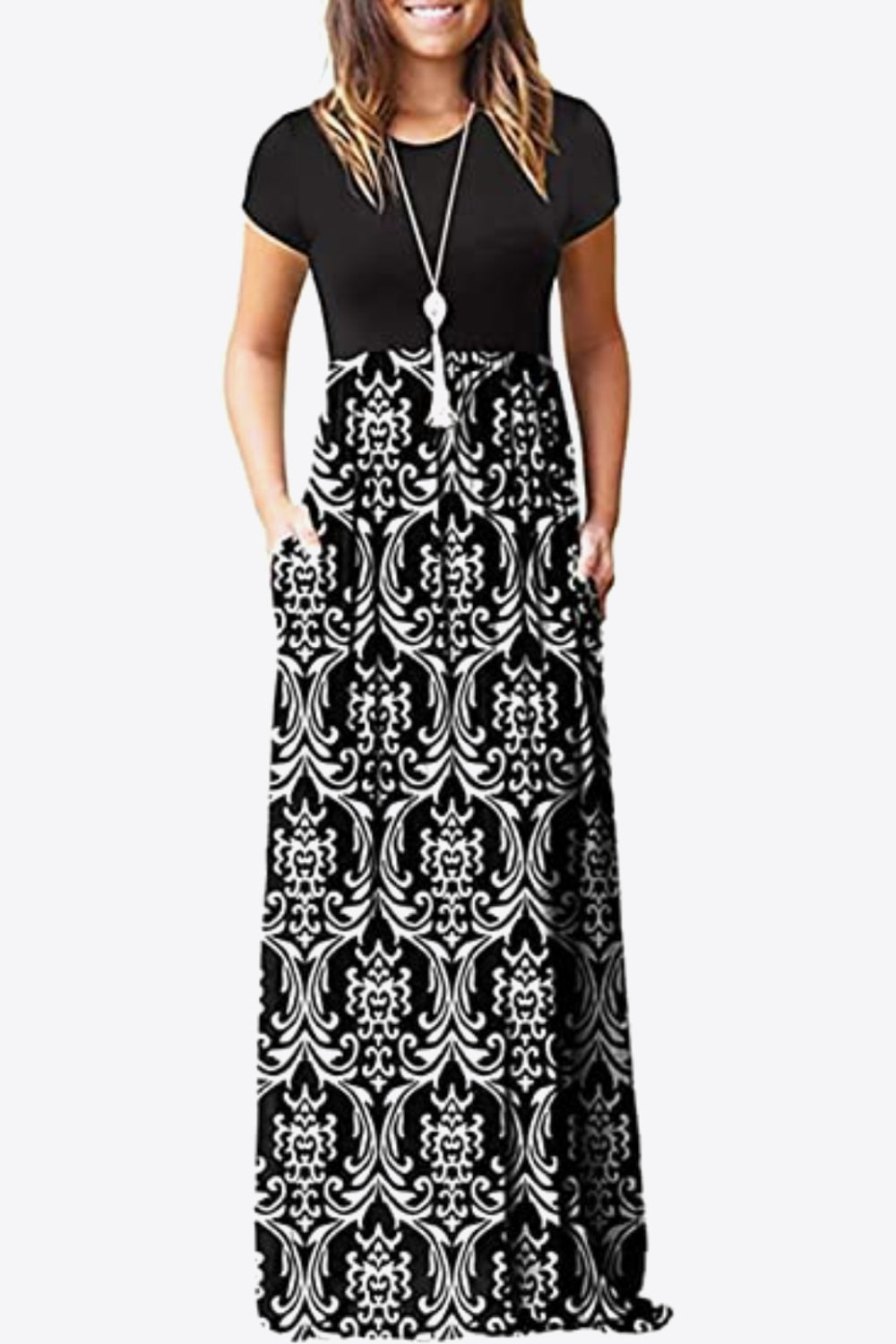 Short Sleeve Maxi Dress with Pockets - 5 Print Options