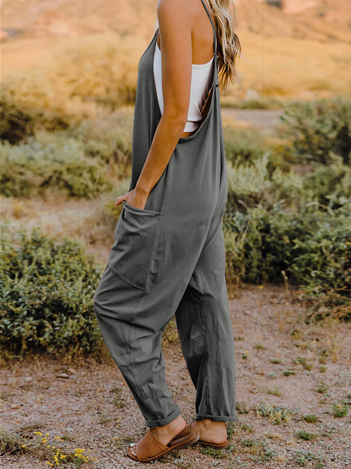 Boho Relaxed Tank Patch Pocket Jumpsuit - 4 Color Options