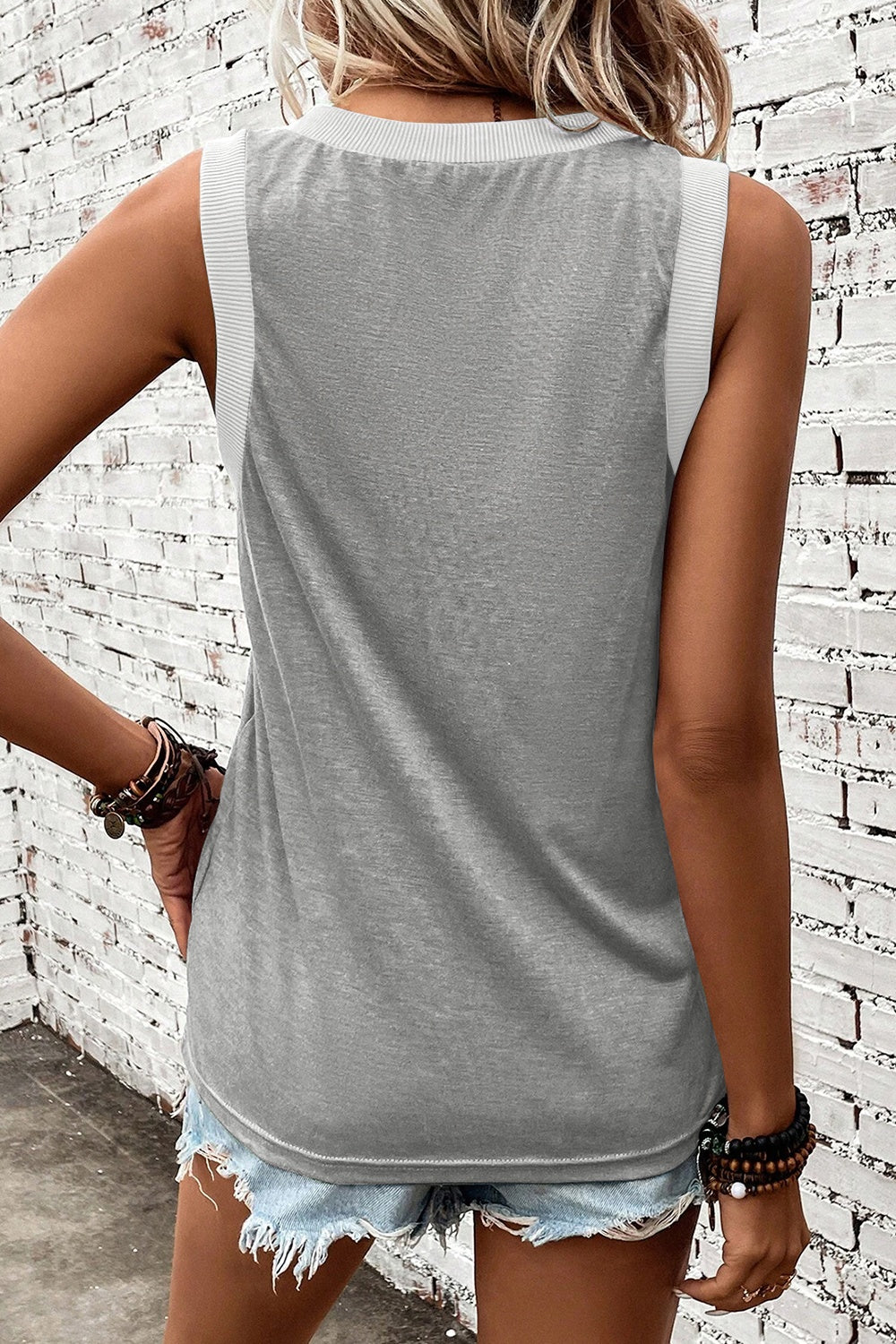 Ribbed Contrast Wide Strap Tank - 4 Color Options