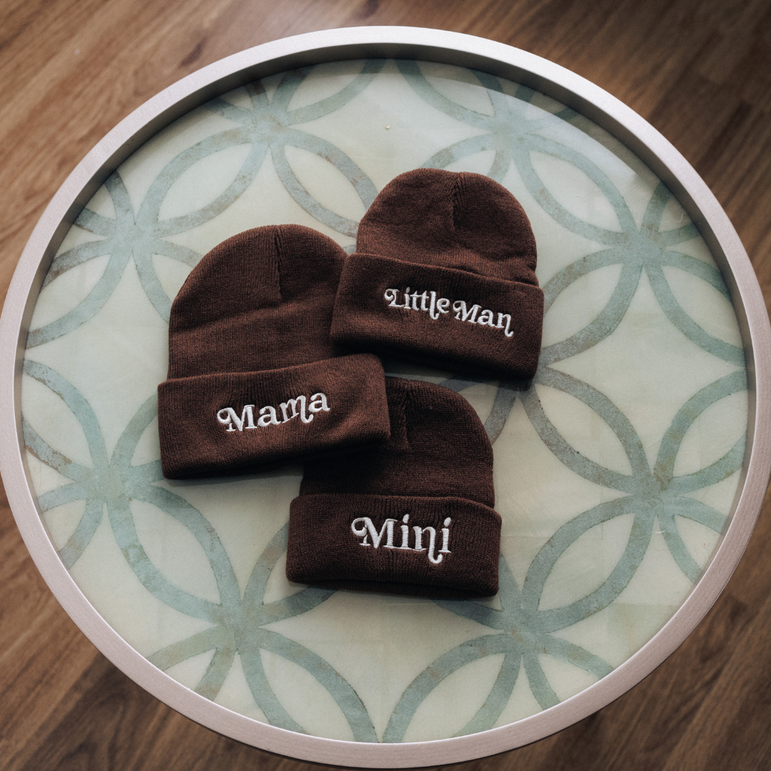 Matching Knit Hats- Little Man- Dark Brown