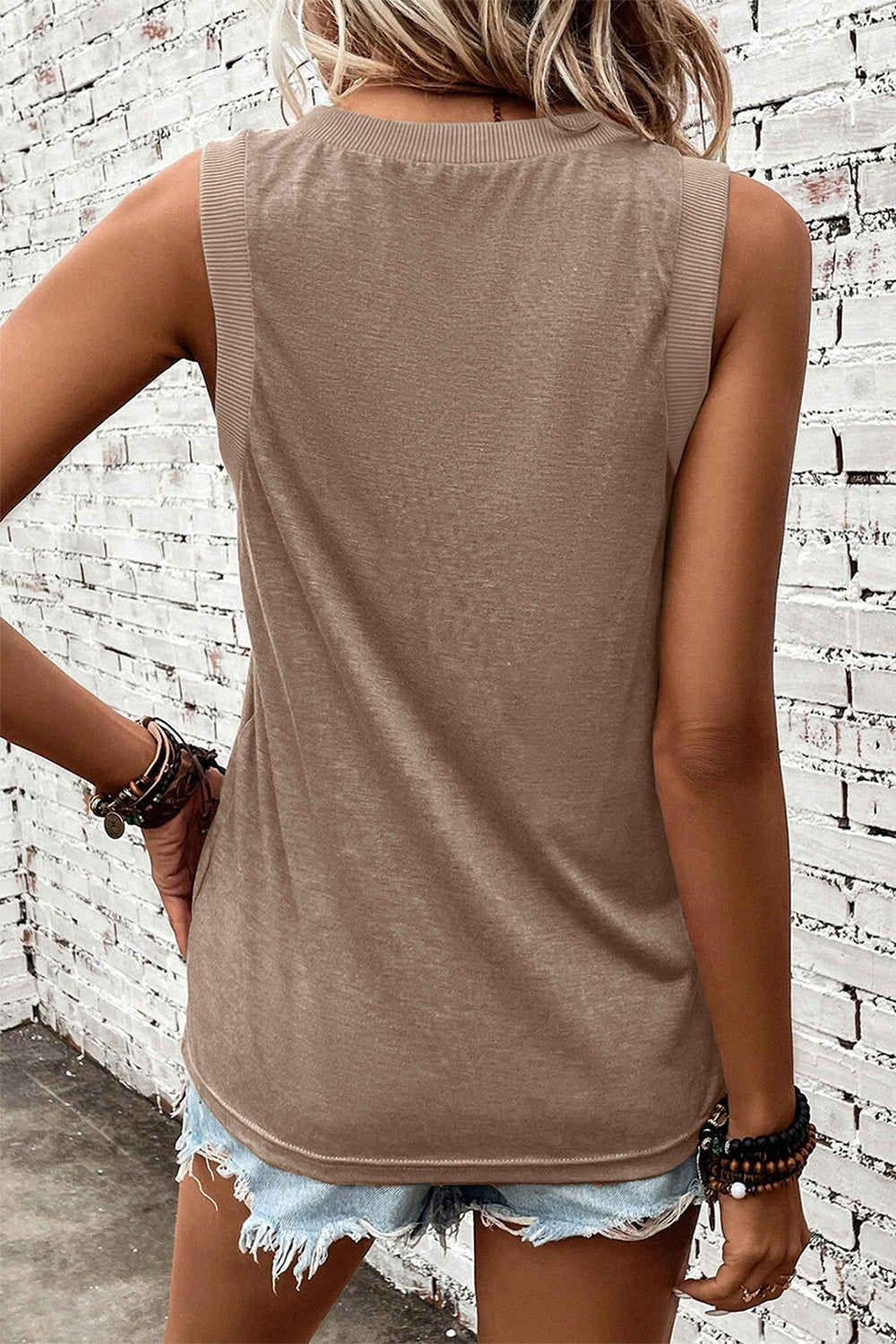 Ribbed Contrast Wide Strap Tank - 4 Color Options