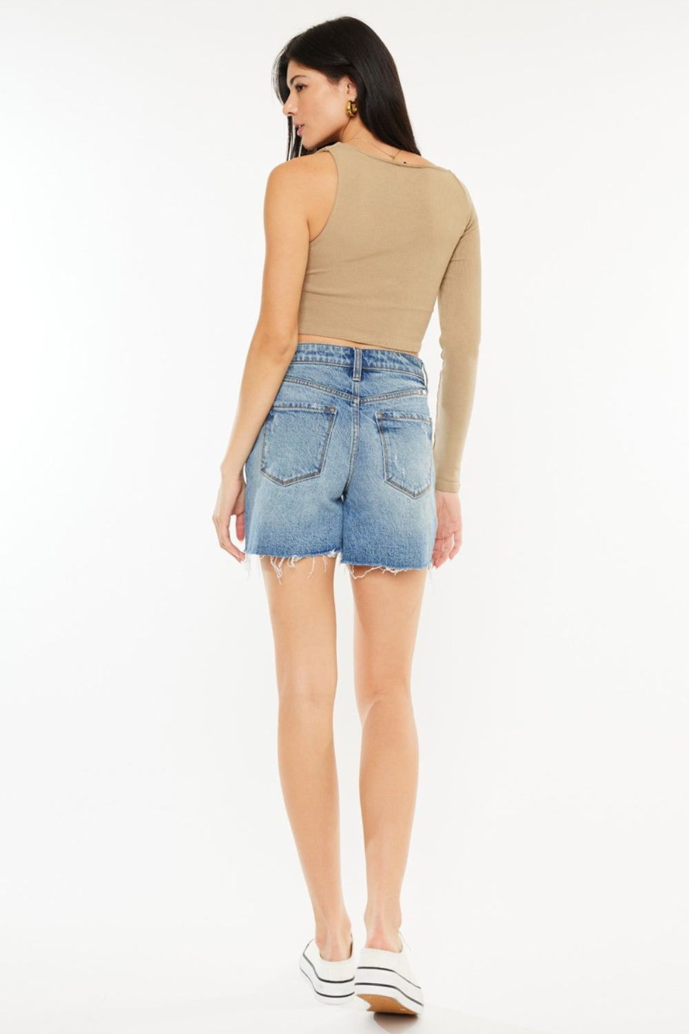 Kancan High Rise 90's Midi Denim Shorts