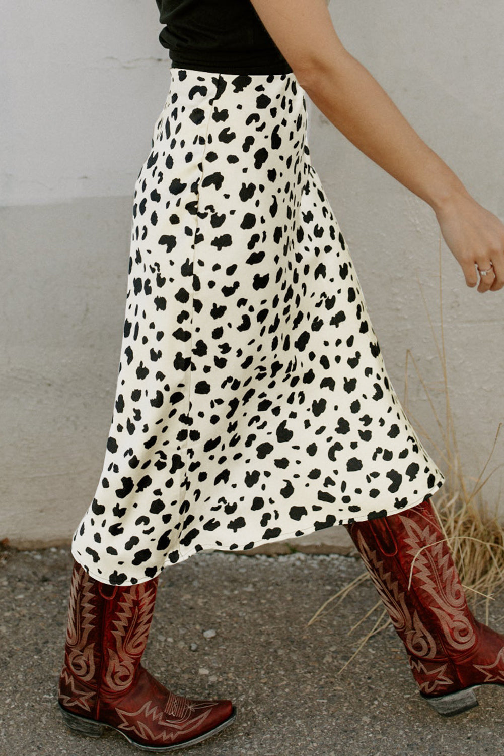 Hey Cow-Girl Side Slit Midi Skirt - 2 Color Options