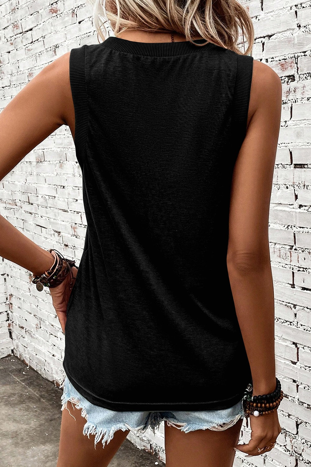 Ribbed Contrast Wide Strap Tank - 4 Color Options