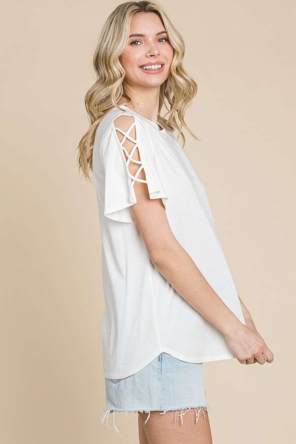 Crisscross Cutout Short Sleeve T-Shirt - 4 Color Options