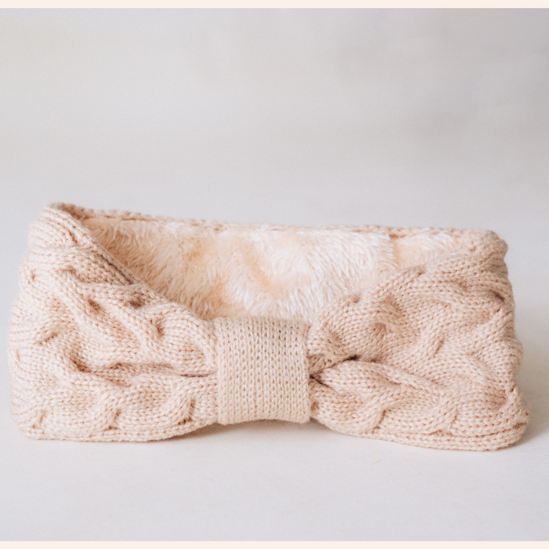 Matching Mommy & Me Ear Warmer Headbands- Beige