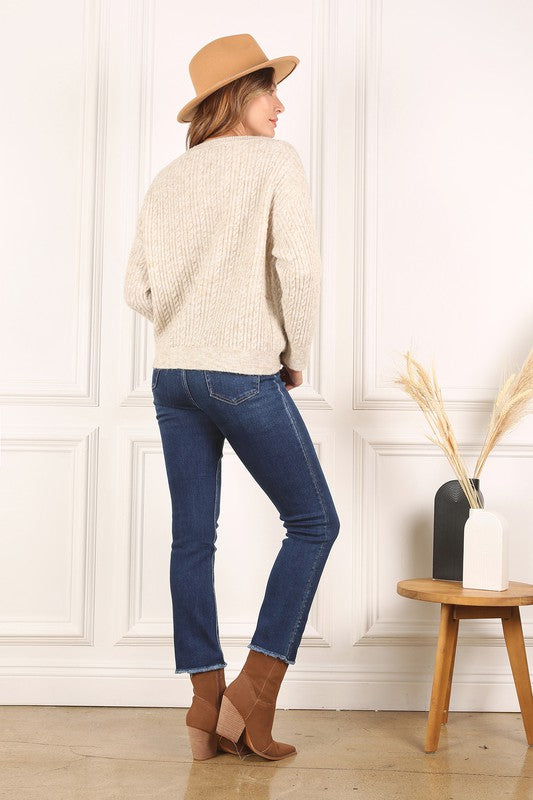 Perfectly Neutral Marled Cable Sweater