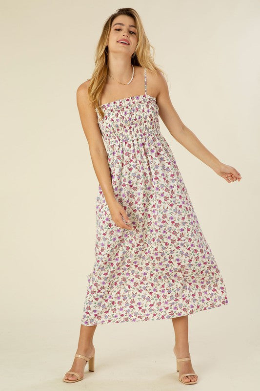 Smocked Ditsy Floral Maxi Dress