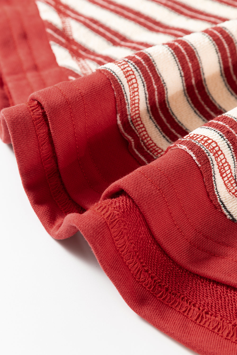 Textured Stripe Collared Henley Pullover in Red