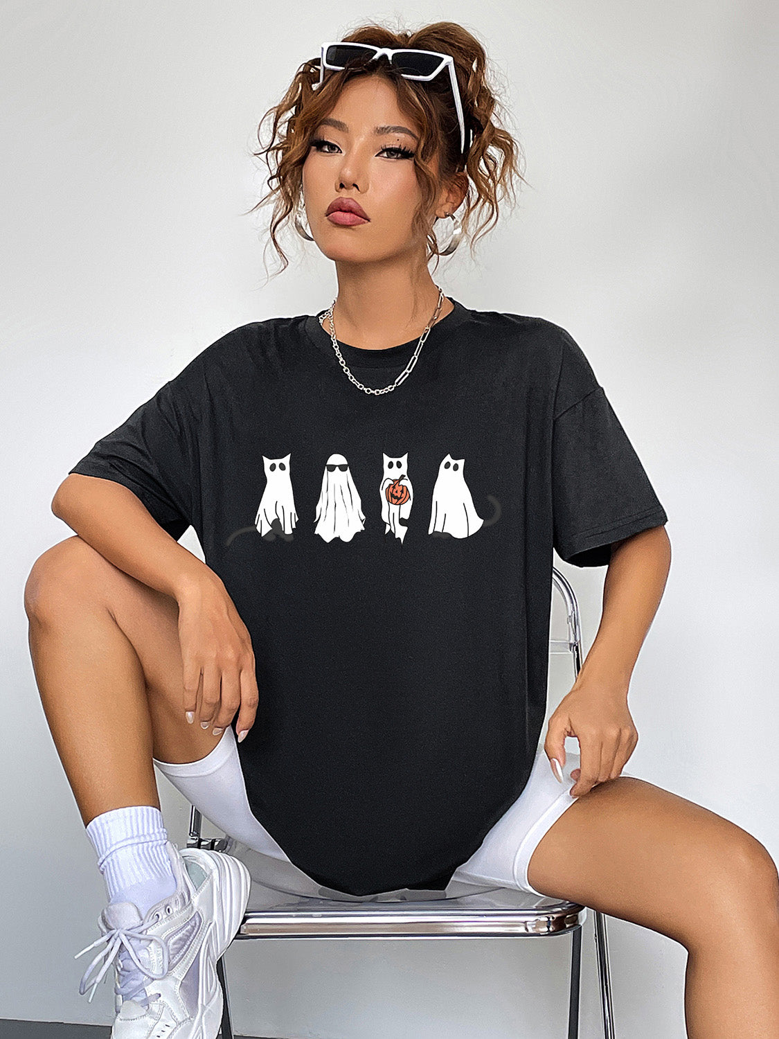 Cats and Ghost Graphic Tee