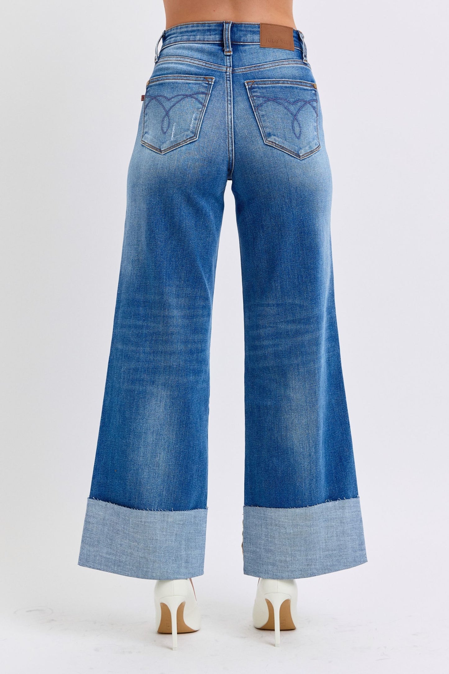 Judy Blue High Rise Retro Cuff Wide Leg Jeans