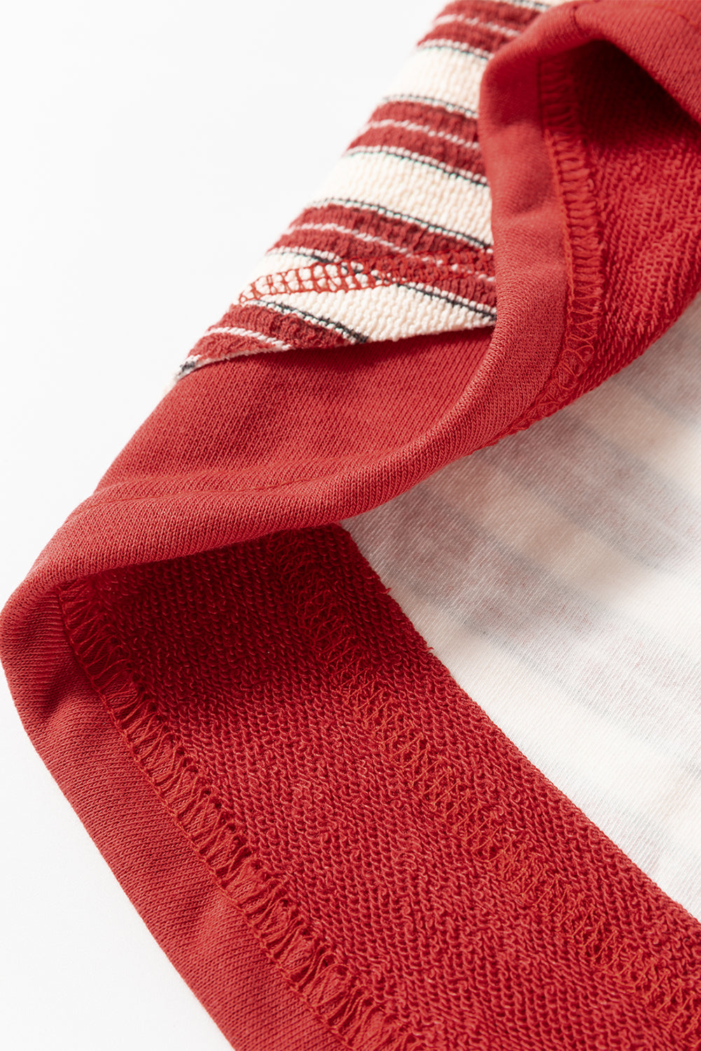 Textured Stripe Collared Henley Pullover in Red