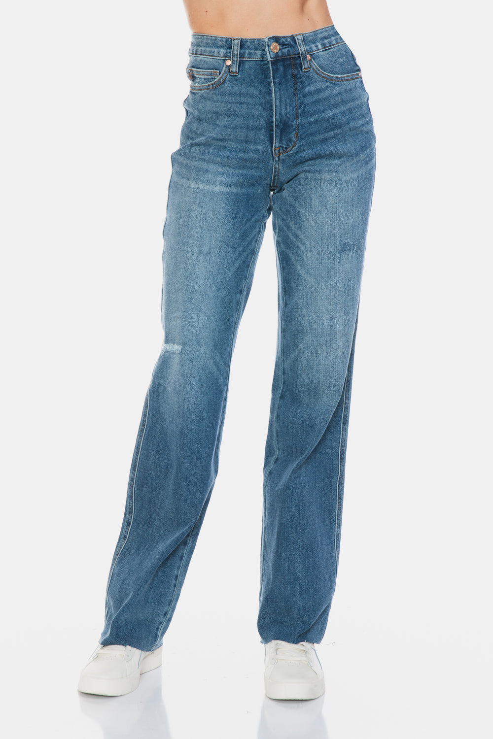 Judy Blue Tummy Control Raw Hem Straight Jeans