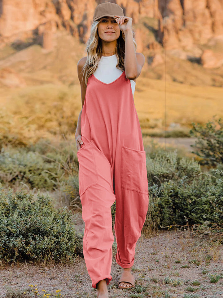 Boho Relaxed Tank Patch Pocket Jumpsuit - 2 Color Options