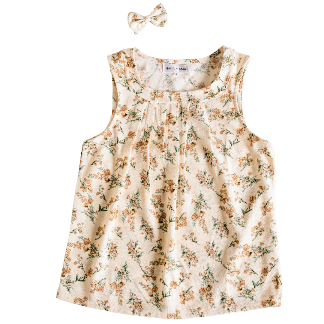 Light Cream Floral Tank Top - Women