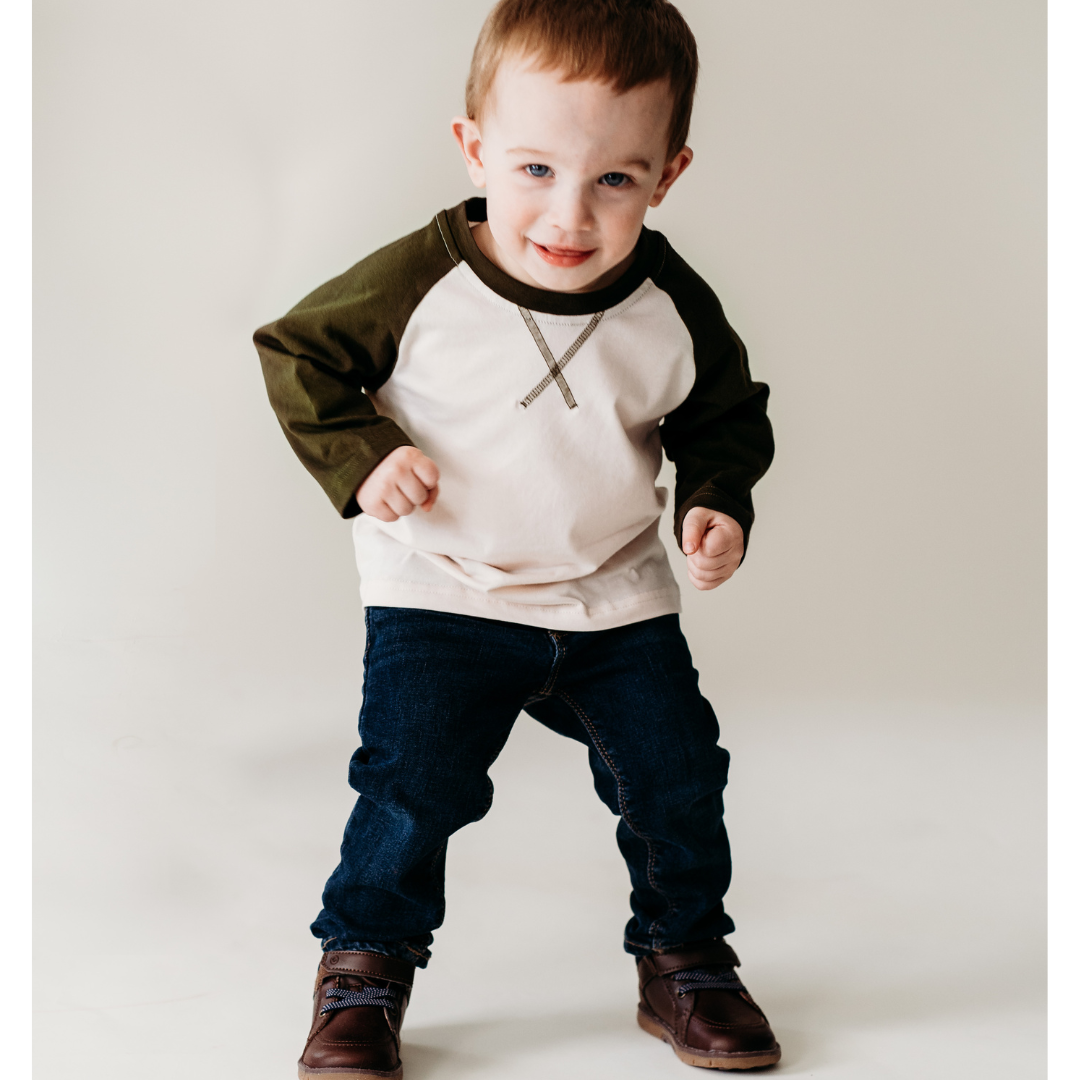 Raglan Baseball Tee Green- Child