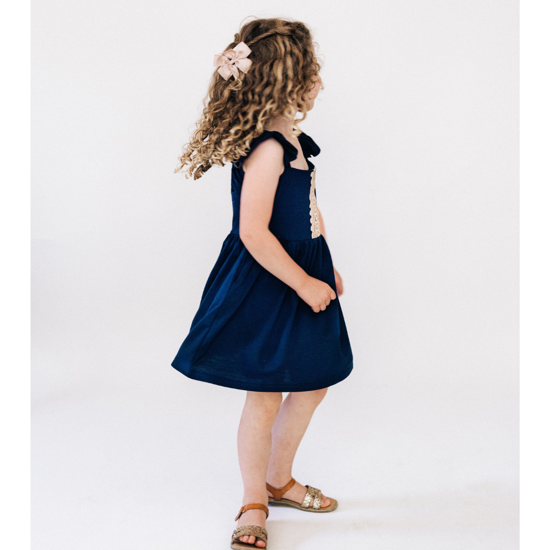 Navy Lace Mommy & Me Dress - Child