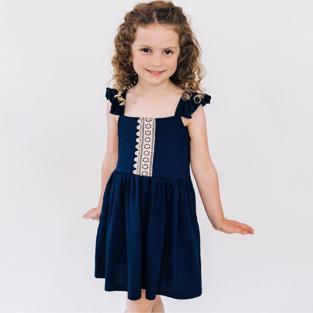 Navy Lace Mommy & Me Dress - Child