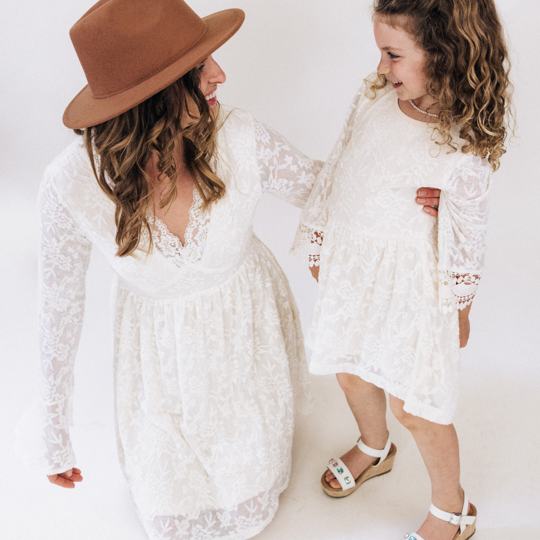 Ivory Lace Mommy & Me Dress - Child