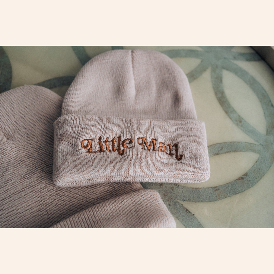 Matching Knit Hats- Little Man- Beige