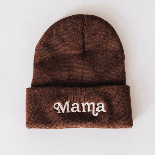 Matching Knit Hats- Mama- Dark Brown