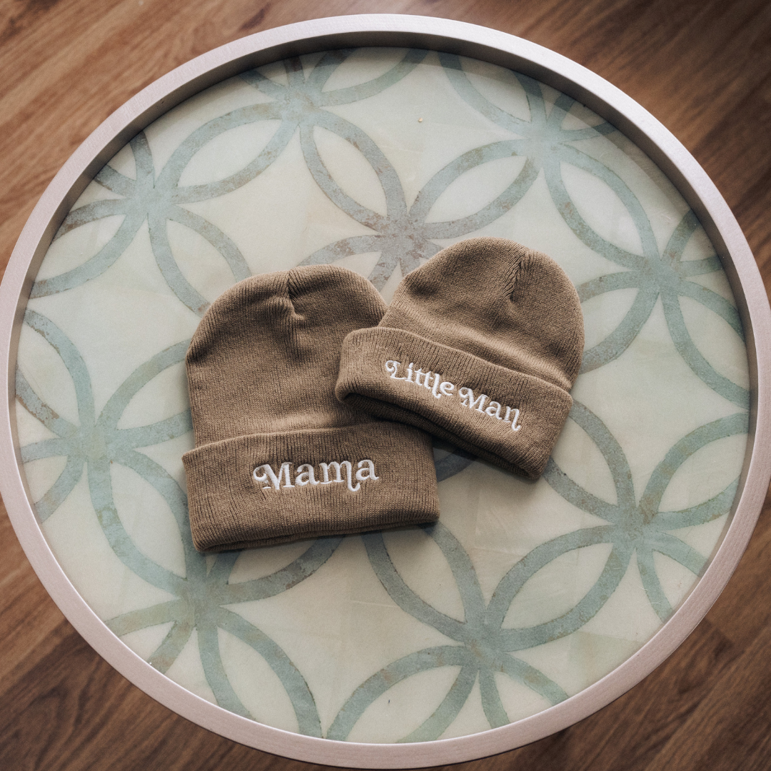 Matching Knit Hats- Little Man- Tan