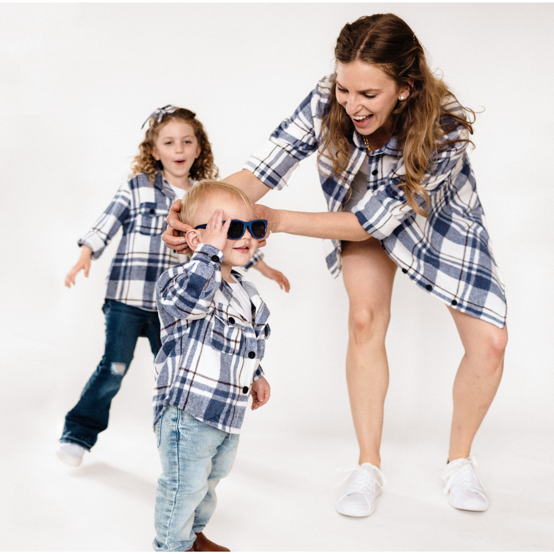 Navy Plaid Flannel-Adult & Son