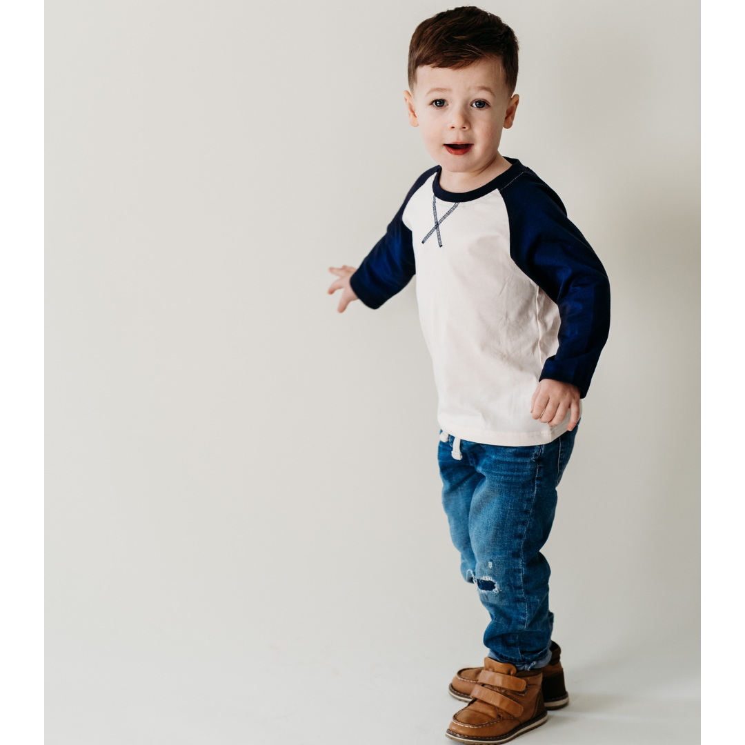 Raglan Baseball Tee Navy- Child