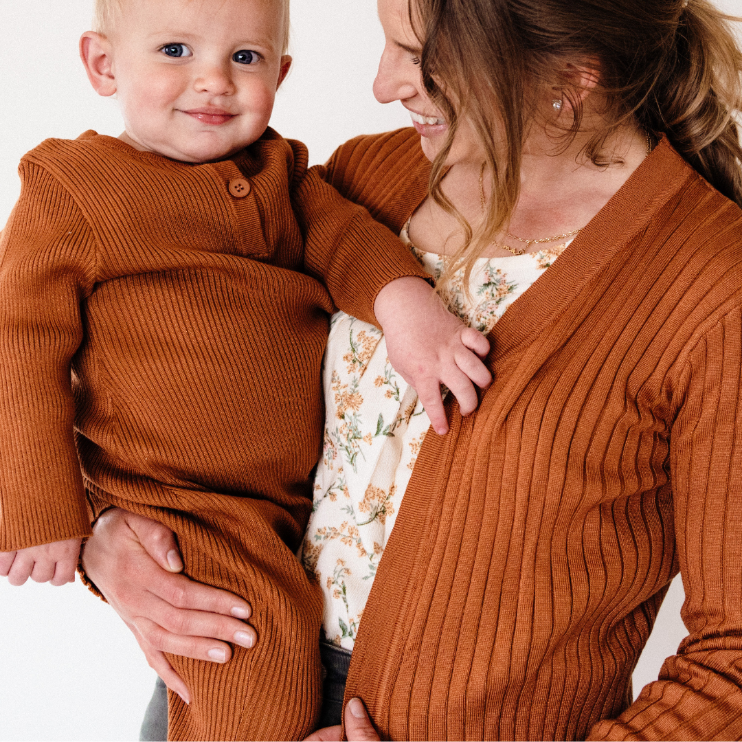 Camel Knit Long Sleeve Bodysuit - Infant