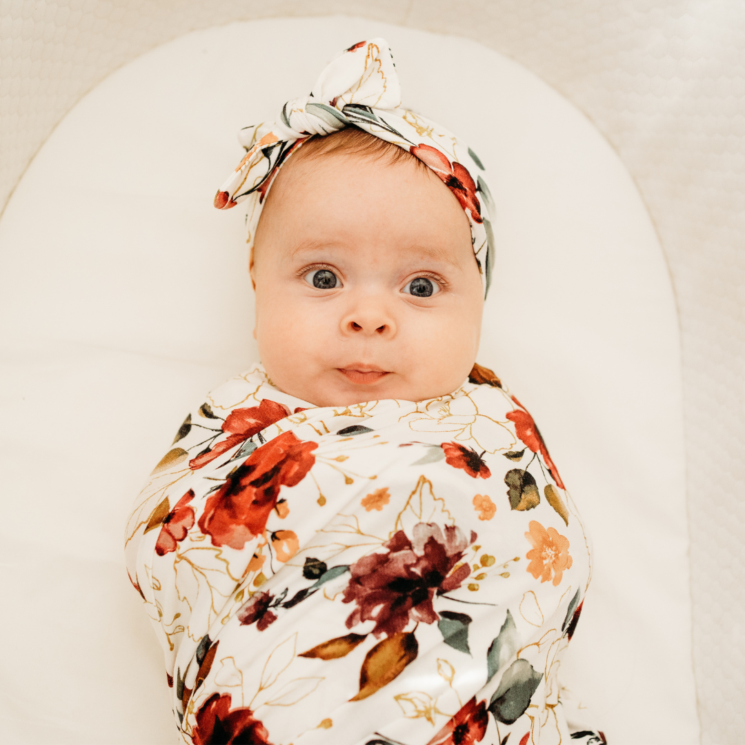 Red Rose Maternity Delivery Gown & Matching Swaddle