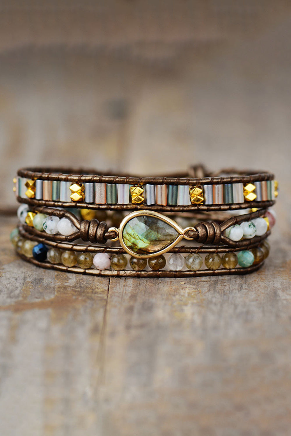 Handmade Triple Layer Beaded Wrap Bracelet